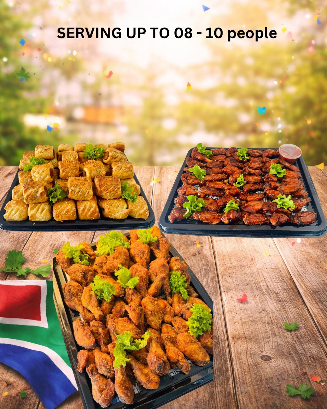 Fingerlicken Platter; Sticky Wing Platter & Sausage Roll Platter Combo 7 - Rectangle