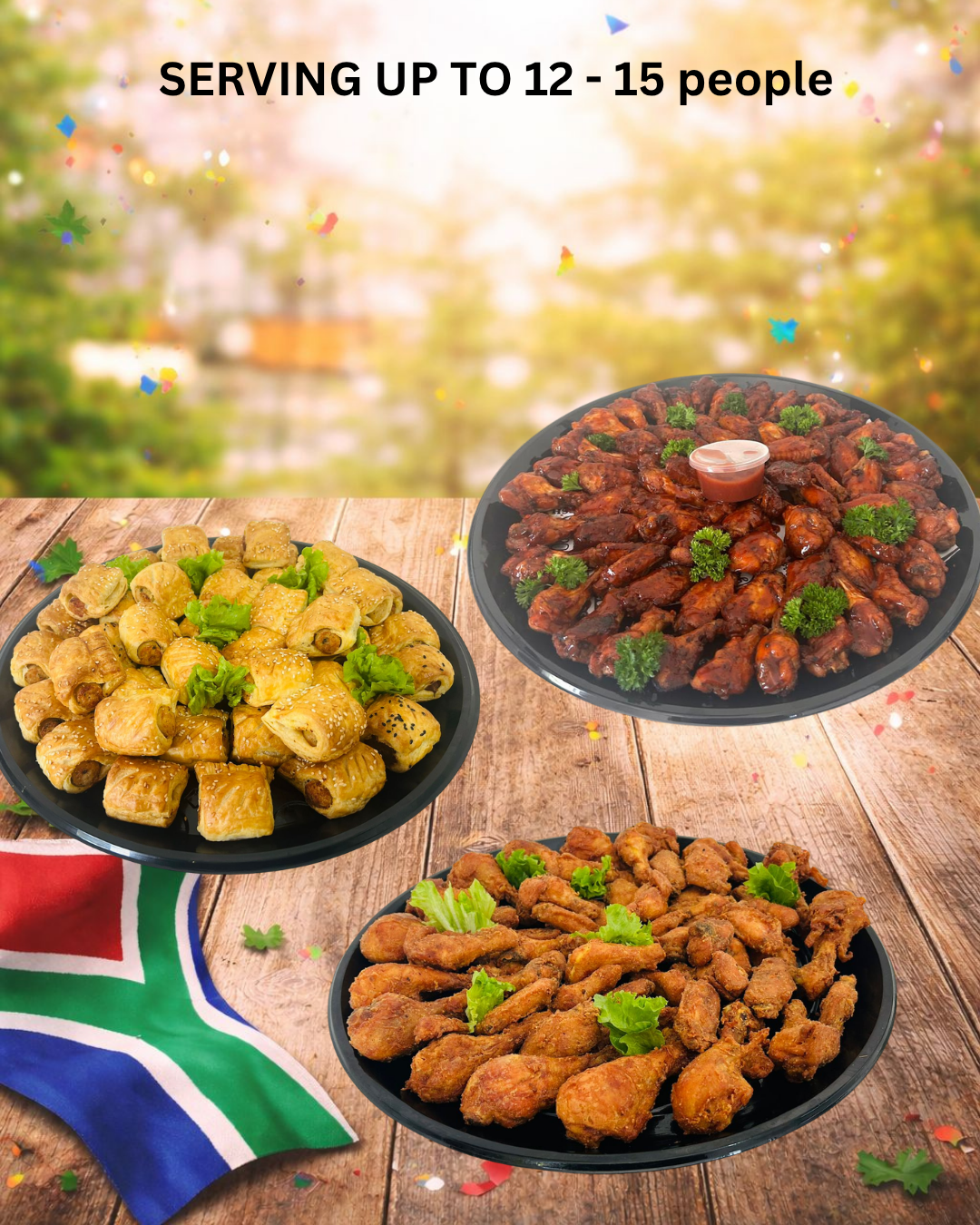 Fingerlicken Platter; Sticky Wing Platter & Sausage Roll Platter Combo 8 - Round