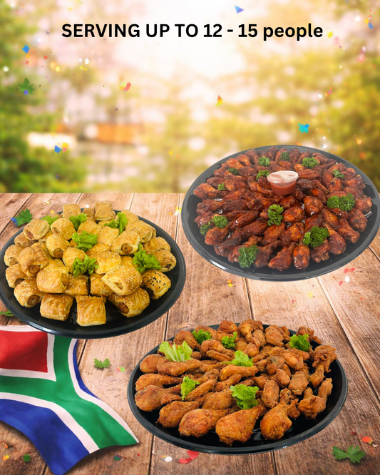 Fingerlicken Platter; Sticky Wing Platter & Sausage Roll Platter Combo 8 - Round